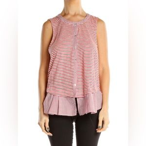 Meadow Rue Anthropologie Red Striped Sleeveless Blouse medium